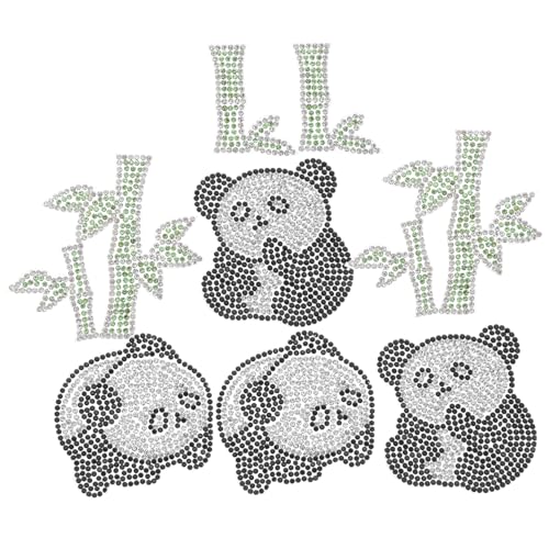 MUELODSIC 10 Stück Teiliges Panda-bügelbilder mit Selbstklebenden Bestickten Strass-applikationen für Kleidung Rucksäcke Hüte und Kreative Bastelarbeiten Einfache Anbringung für Familien von MUELODSIC