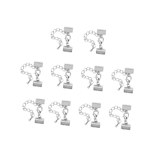 MUELODSIC 10 Stück Teiliges Plattierte Texturierte Kordelenden mit Eisenkette und Karabinerverschluss DIY Schmuck Verschluss Crimp Endkappen für Band Spitze Lederbänder Armband Halskette MUELODSIC 10 Stück Teiliges Plattierte Texturierte Kordelenden mit Eisenkette und Karabinerverschluss DIY Schmuck Verschluss Crimp Endkappen für Band Spitze Lederbänder Armband Halskette von MUELODSIC