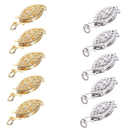 MUELODSIC 10 Stück Teiliges Schmuckverschluss aus Legiertem Leichter und Glänzender Halsketten und Armbandverschluss Vielseitig für DIY Schmuckherstellung Einfach zu Bedienen Modisch und MUELODSIC 10 Stück Teiliges Schmuckverschluss aus Legiertem Leichter und Glänzender Halsketten und Armbandverschluss Vielseitig für DIY Schmuckherstellung Einfach zu Bedienen Modisch und von MUELODSIC