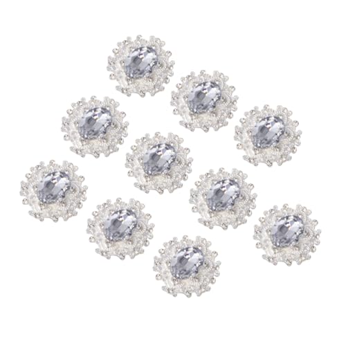 MUELODSIC 10 Stück Teiliges Silberfarbene Legierungsornamente Strass Schmuck DIY Zubehör für Broschen Kleidung Pailletten patches Basteln Anstecknadeln Modische DIY verzierungen von MUELODSIC