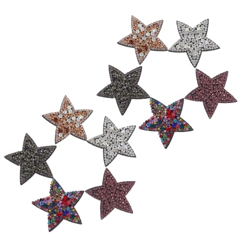 MUELODSIC 10 Stück Teiliges Stern Bügelpatches für Kleidung Dekorative Aufnäher Champagner und Silber Aufbügelbar für Jacken Hüte Jeans und DIY Projekte von MUELODSIC