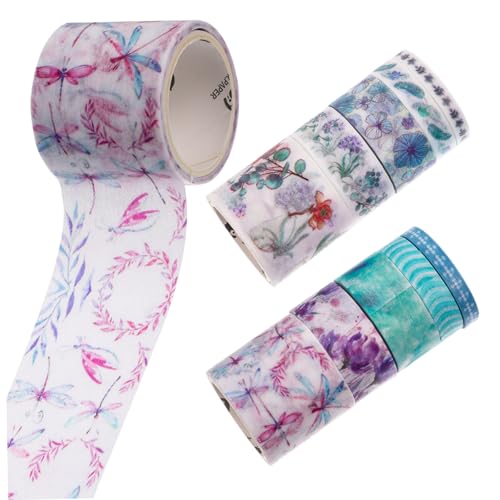 MUELODSIC 10 Stück Teiliges Washi Tape mit Breiten Floralen Mustern Bunte Dekorative Klebebänder aus Japanischem Washi papier für Scrapbooking Journal Geschenkverpackung und DIY von MUELODSIC