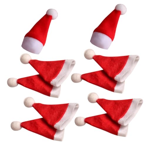 MUELODSIC 10 Stück Weihnachtsmütze Weihnachten Weihnachtsmann Lutscher Wraps Topper Weihnachtszubehör weihnachten Weihnachtshut Lutscherhut Süßigkeitenpaket von MUELODSIC