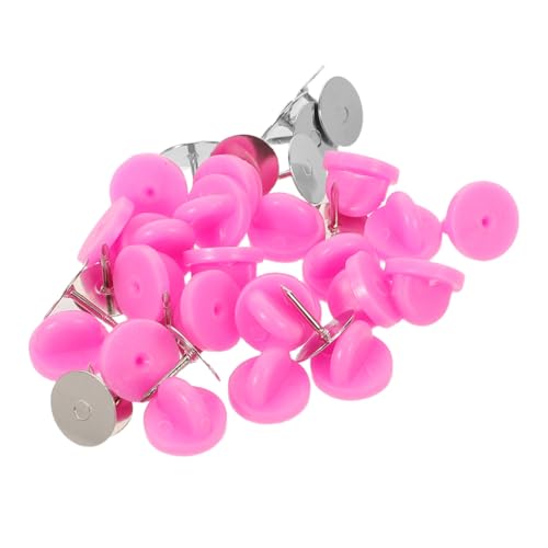 MUELODSIC 100 Satz Flache Pin-nadeln mit Pinken Gummikappen Stabile Anstecknadeln Ersatz für Abzeichen Leicht zu Befestigen Sicherer Halt für DIY Schmuck Bastelprojekte von MUELODSIC