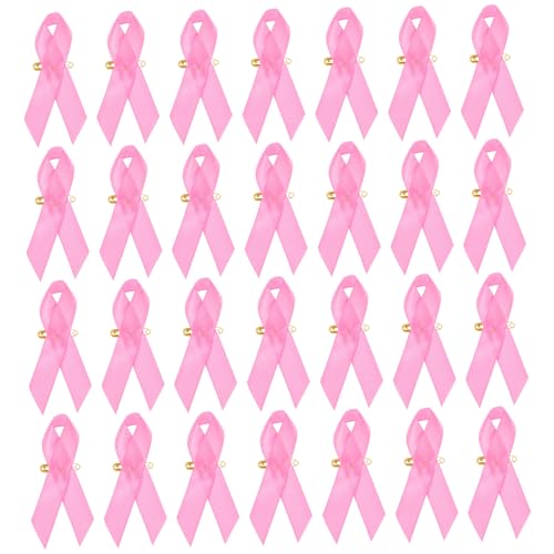 MUELODSIC 100 Stück Abnehmbare Brustkrebs broschen Rosa Schleifen Pins Langlebig Leicht Faltfrei Tragbar für Brustkrebs bewusstseinsförderung und Fundraising Geeignet für Frauen und von MUELODSIC