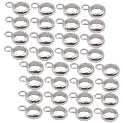 MUELODSIC 100 Stück Edelstahl Bail Beads mit Schlaufe Langlebige Schmuckperlen für DIY Halsketten Armbänder Rostfreie Zwischenperlen für Handgefertigte Schmuckherstellung von MUELODSIC