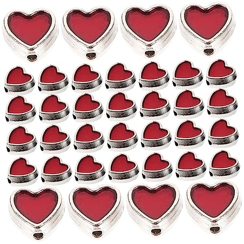 MUELODSIC 100 Stück Herzförmige Spacer Perlen DIY Schmuck Bastelmaterial Langlebigem Legierungsmaterial für Armbänder und Kreative Dekorationen MUELODSIC 100 Stück Herzförmige Spacer Perlen DIY Schmuck Bastelmaterial Langlebigem Legierungsmaterial für Armbänder und Kreative Dekorationen von MUELODSIC