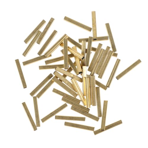 MUELODSIC 100 Stück Hollow Square Brass Tube Beads Messing Zwischenperlen für DIY Schmuckherstellung Robuste und Stilvolle Bastelmaterialien für Armband und Halskette von MUELODSIC