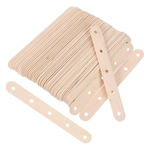 MUELODSIC 100 Stück Holz Eisstiele mit Löchern Lebensmittelechte Holzstäbchen für DIY Bastelprojekte Eiscreme Stiele und Anwendungen für Handwerk und Leckereien von MUELODSIC