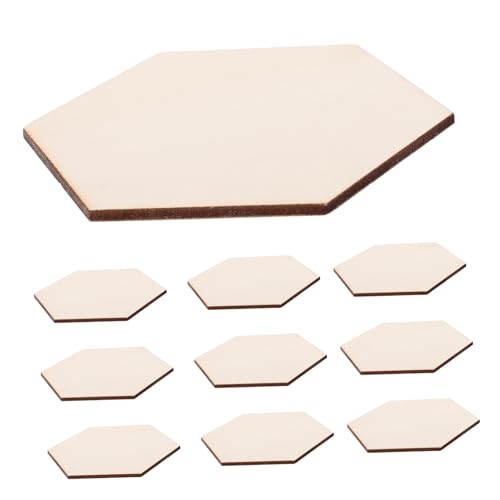 MUELODSIC 100 Stück Holzhandwerk Sechseckbretter DIY Bastelscheiben Blanke Unbehandelte Holzscheiben Sechseckige Ausschnitte Holzfliesenplatten Ausschnitte Blanke Holzuntersetzer von MUELODSIC