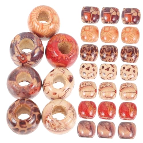 MUELODSIC 100 Stück Holzperlen Haarperlen Dreadlock Beads für Zöpfe Macrame DIY Haarschmuck Zubehör Natürliche Polierte Oberfläche Vielseitig für Haar Schmuck und Bastelprojekte von MUELODSIC