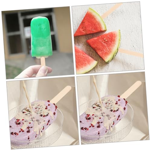 MUELODSIC 100 Stück Holzstäbchen Eisstock Basteln Eisstock Holzstäbe für DIY Eiscreme Stiele Natürliche Farbe Langlebig Sicher Glatt von MUELODSIC