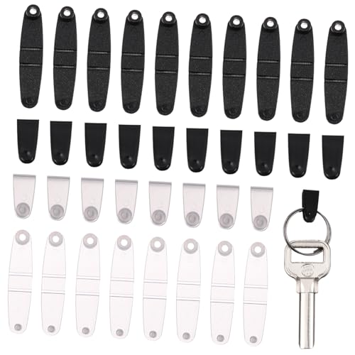 MUELODSIC 100 Stück Kunststoff Schlüsselanhänger Clips Transparente und Schwarze Clips für Ausweishalter Schlüsselringe Bastelprojekte Langlebig und Praktisch von MUELODSIC