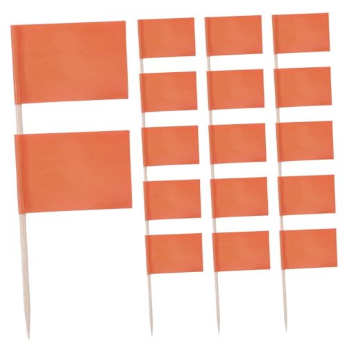 MUELODSIC 100 Stück Mini Zahnstocherflaggen in Orange Stabile Party dekoration für Kuchen Käse und Obst Vielseitige Kleine Fahnenpicker für Buffets Cupcake topper und Events von MUELODSIC