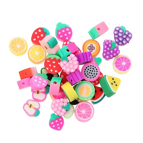 MUELODSIC 100 Stück Polymer Clay Perlen Bunte Obst Lose Perlen für DIY Schmuckherstellung Handgemachte Spacer für Kreative Bastelprojekte und Einzigartige Dekorationen von MUELODSIC