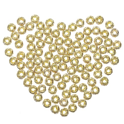 MUELODSIC 100 Stück Rondelle Spacer Perlen aus Legierung mit Strasssteinen Kleine Schmuckperlen zum Auffädeln für DIY Armbänder und Halsketten Goldfarbene Zwischenperlen für Basteln MUELODSIC 100 Stück Rondelle Spacer Perlen aus Legierung mit Strasssteinen Kleine Schmuckperlen zum Auffädeln für DIY Armbänder und Halsketten Goldfarbene Zwischenperlen für Basteln von MUELODSIC