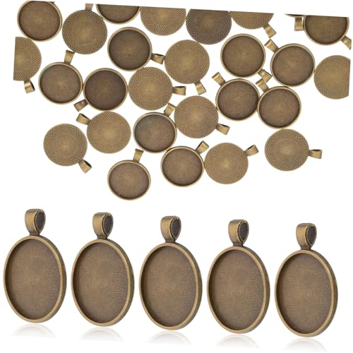 MUELODSIC 100 Stück Runde Legierung Lünette Anhänger Trays DIY Schmuck Zubehör Langlebige Cabochon Basis für Halsketten Einfache Montage Modisches Design Widerstandsfähig und Vielseitig von MUELODSIC