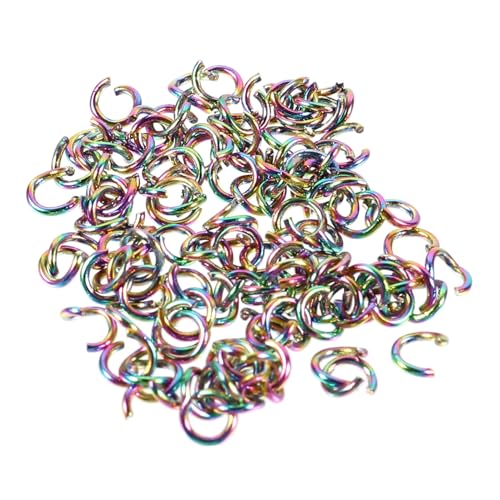 MUELODSIC 100 Stück Teiliges Bunte Edelstahl Offene Jump Ringe Sprungringe für DIY Schmuckherstellung Langlebige Kettenverbinder für Halsketten Armbänder und Schlüsselanhänger von MUELODSIC
