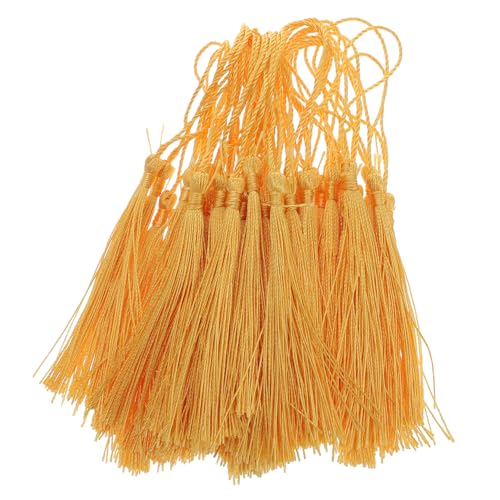 MUELODSIC 100 Stück Teiliges Polyester Quasten Goldfarben für DIY Schmuck Anhänger Basteln Chinesischer Knoten Dekoration Handgemachte Tassel Ornamente für Armbänder Schlüsselanhänger von MUELODSIC