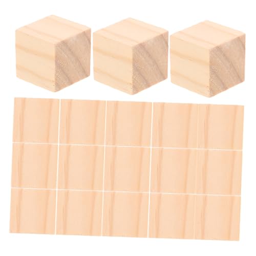 MUELODSIC 100 Stück Unlackierte Holzwürfel Quadratische Naturholzblöcke zum Basteln Stapeln DIY Holzbausteine für Schule Kreative Handwerksprojekte Vielseitig Verwendbar von MUELODSIC