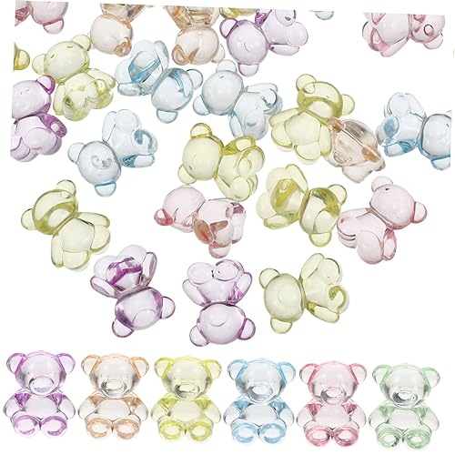 MUELODSIC 100Stücke Bärenförmige Acrylperlen DIY Schmuck Spacer Perlen für Armbänder und Haargummis Bastelmaterialien für Projekte Langlebig und Sicher von MUELODSIC