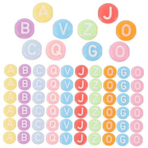 MUELODSIC 100Stücke Bunte Acrylbuchstabenperlen für DIY Schmuckherstellung Farbenfrohe Alphabetperlen für Armbänder und Langlebig und Vielseitig Einsetzbar von MUELODSIC