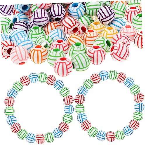 MUELODSIC 100stücke Diy Volleyball Perlen Acryl Schmuckzubehör Für Armbänder Und Halsketten Für Kreative Bastelprojekte Und Personalisierte von MUELODSIC