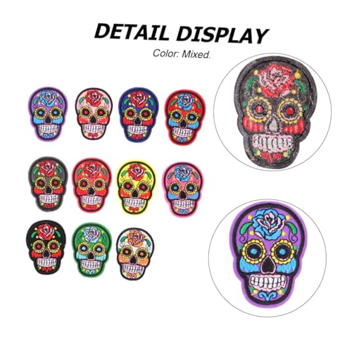 MUELODSIC 11 Stück Teiliges Skull Stoffpatch mit Hot Melt Kleber Bestickte Punk Applikationen für Jacken Taschen Hüte DIY Kleidung Reparatur und Kreative Gestaltung von MUELODSIC