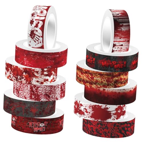 MUELODSIC 12 Rollen Halloween Washi Tape mit Blutigem Print Transparentes Klebeband für Scrapbooking DIY Basteln Haftendes Masking Tape für Partydekoration und Geschenkverpackung MUELODSIC 12 Rollen Halloween Washi Tape mit Blutigem Print Transparentes Klebeband für Scrapbooking DIY Basteln Haftendes Masking Tape für Partydekoration und Geschenkverpackung von MUELODSIC