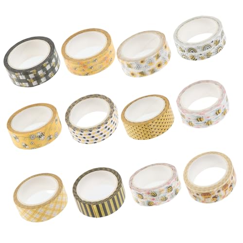 MUELODSIC 12 Rollen Washi Tape Set mit Bienen Dekoratives Klebeband für Scrapbooking DIY Projekte und Journaling Vielseitig Einsetzbar für Geschenkverpackungen und Kreative Bastelideen von MUELODSIC