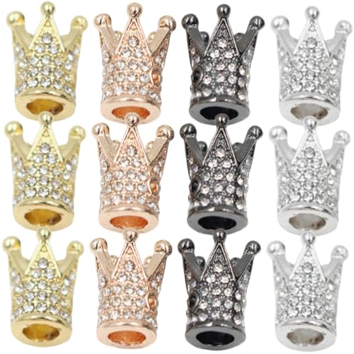 MUELODSIC 12 Stück Teiliges Kronen perlen Strass und Legierung Charmante Schmuckperlen für Armband Halskette DIY Schmuckherstellung Hautfreundlich Langlebig Vielseitig Kombinierbar von MUELODSIC