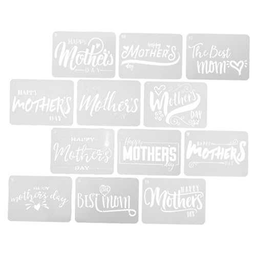 MUELODSIC 12 Stück Teiliges Malschablonen Muttertag Wiederverwendbare DIY Wandmalerei Schablonen für Hochwertiges Leicht zu Reinigendes Stencil zum Kreativen Gestalten und Basteln von MUELODSIC