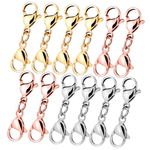 MUELODSIC 12 Stück Teiliges Metall Lobster Verschluss Doppelte Karabiner für Schmuckherstellung Breit in Gold Stahl und Roségold Robuste Schmuckverbinder für Halsketten und Armbänder MUELODSIC 12 Stück Teiliges Metall Lobster Verschluss Doppelte Karabiner für Schmuckherstellung Breit in Gold Stahl und Roségold Robuste Schmuckverbinder für Halsketten und Armbänder von MUELODSIC