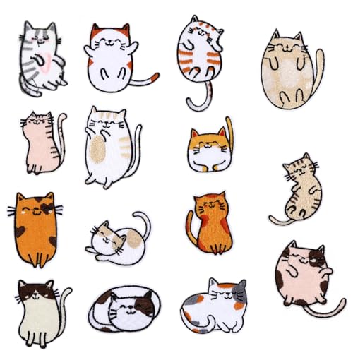 MUELODSIC 15 Stück Teiliges Aufnäher Katzenform Bügelbild Applikationen Stickerei Patches zum Aufnähen und Aufbügeln Dekorative Tierpatches für Kleidung Taschen und DIY Zubehör MUELODSIC 15 Stück Teiliges Aufnäher Katzenform Bügelbild Applikationen Stickerei Patches zum Aufnähen und Aufbügeln Dekorative Tierpatches für Kleidung Taschen und DIY Zubehör von MUELODSIC