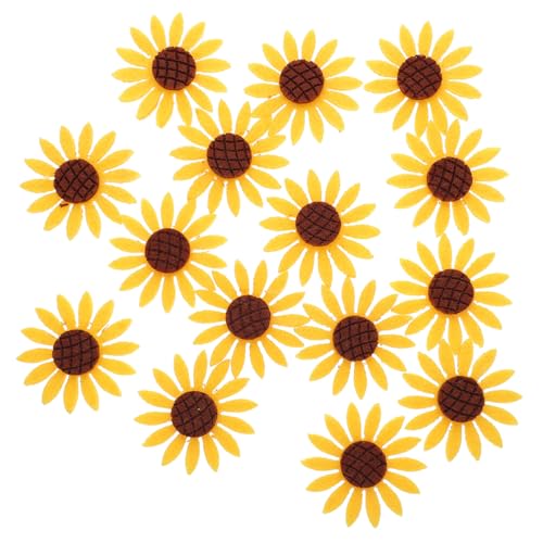 MUELODSIC 15 Stück Teiliges Sonnenblumen Stoffapplikationen Handgenähte Bügelflicken zum Aufnähen DIY Zubehör für Kleidung Taschen Hüte und Textilgestaltung von MUELODSIC