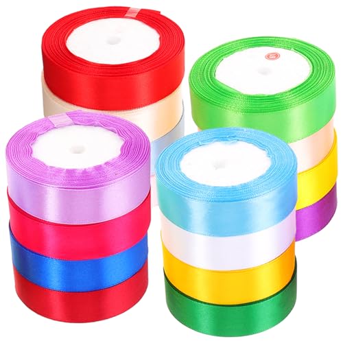 MUELODSIC 16 Rollen Bunte Dekorationsbänder für Party Deko und Bastelprojekte für Blumenverpackung Schleifenherstellung und Bastelarbeiten von MUELODSIC