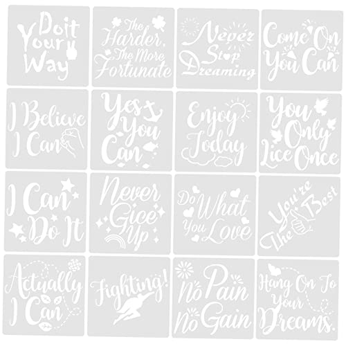 MUELODSIC 16 Stück Teiliges Wiederverwendbarer Kunststoff Schablonen mit Inspirierenden Vielseitig für DIY Bastelprojekte Stoff Wänden und Möbeln für Scrapbooking und Dekoration MUELODSIC 16 Stück Teiliges Wiederverwendbarer Kunststoff Schablonen mit Inspirierenden Vielseitig für DIY Bastelprojekte Stoff Wänden und Möbeln für Scrapbooking und Dekoration von MUELODSIC