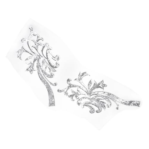 MUELODSIC 1Paar Glitzerndes Stickerei Blumenapplikationen für DIY Kleidung Silberne Pailletten Nähaufnäher für Tanzkostüme und Festtagsmode Handgefertigte Stoffverzierungen von MUELODSIC