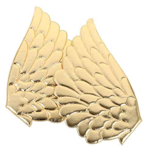 MUELODSIC 2 Paare Angel Wings Patch Flügel Geformte Gestickte Patch Jacken Gestickter Aufnäher Engelsflügel-reparaturflicken Engelsflügel-kleidungsflicken Dekorativer Aufnäher Golden Stoff von MUELODSIC