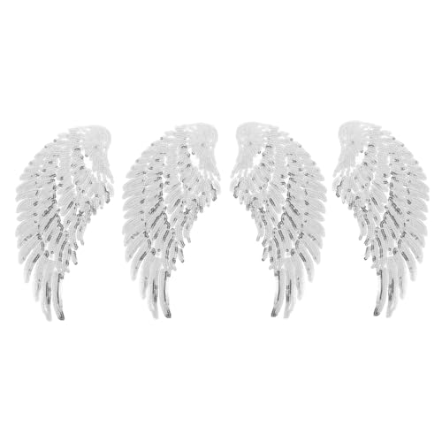 MUELODSIC 2 Paare Silberne Pailletten Flügel Aufnäher zum Aufbügeln DIY Applikationen für Kleidung Einfache Bügelflicken zum Verzieren und Reparieren von Jacken Röcken und Shirts MUELODSIC 2 Paare Silberne Pailletten Flügel Aufnäher zum Aufbügeln DIY Applikationen für Kleidung Einfache Bügelflicken zum Verzieren und Reparieren von Jacken Röcken und Shirts von MUELODSIC