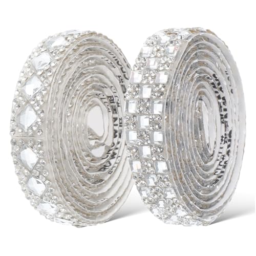 MUELODSIC 2 Rollen Selbstklebendes Strassband aus Glasrhinestones Breit Funkelnde Strassstreifen für DIY Bastelarbeiten Schmuck und Bekleidung Flexible und Langlebige Dekoration von MUELODSIC