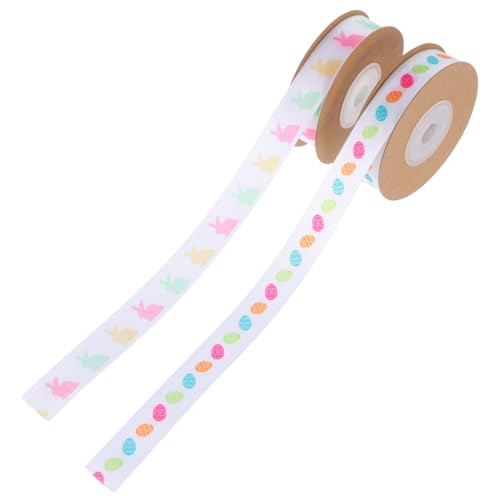 MUELODSIC 2 Rollen band Oh Bänder zum Verpacken Schleife dickes rotes Band Rosa geschenkband ostern ostergeschenk verpackung ostern dekoratives band Geschenkverpackungsband Polyester von MUELODSIC