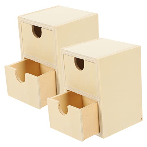 MUELODSIC 2 Stck Unlackierte Holzschubladen für DIY Projekte Lagige Kleine Schubladen Holz für Bastelarbeiten und Malen Sicher und Langlebig von MUELODSIC