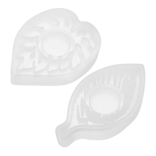 MUELODSIC 2 Stück DIY Kerzenhalter Silikonform mit Blattstruktur Flexible Hitzebeständige Epoxidharz Gießform für Teelichthalter Einfache Entformung für Bastel Wohnraumdekoration von MUELODSIC