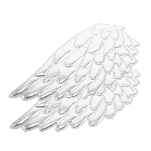 MUELODSIC 2 Stück Engelsflügel Zubehör Goldapplikation für Kleid geprägte Flügelkleidung Applikation Flügelform Stoff Patch Applikation mit Engelsflügeln Polyester Silver von MUELODSIC