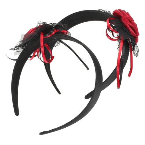MUELODSIC 2 Stück Gothic Rosen Haarschmuck Halloween Braut Haarreif mit Künstlichen Rosen Wiederverwendbar Bequem Rutschfester Sitz für Kostüm Cosplay Themenpartys von MUELODSIC