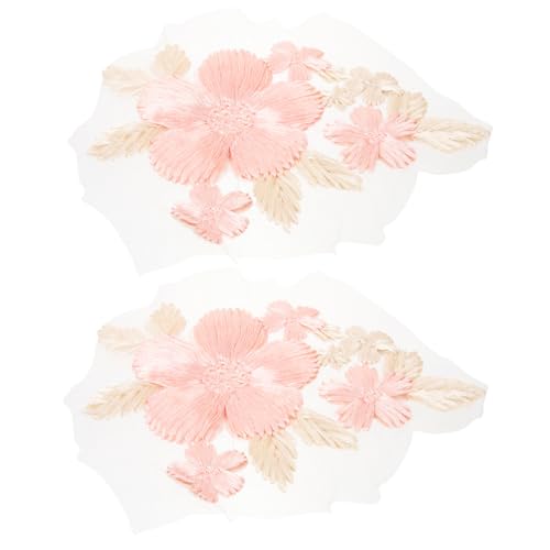 MUELODSIC 2 Stück Große Spitzenapplikationen Blumenmuster zum Aufbügeln Bestickte Stickerei Patches Teiliges Dekorative DIY Kleidung Applikationen für Brautkleid und von MUELODSIC