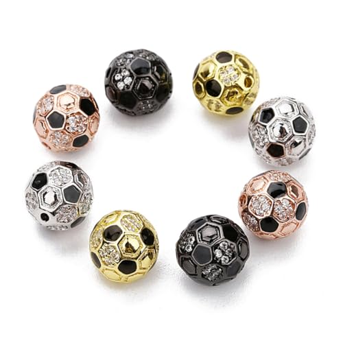 MUELODSIC 2 Stück Kleine Fußball Spacer Perlen aus Kupferfarbenem Goldplattiertem mit und Glänzender Tropföl Beschichtung für DIY Schmuckherstellung Armbänder und Anhänger MUELODSIC 2 Stück Kleine Fußball Spacer Perlen aus Kupferfarbenem Goldplattiertem mit und Glänzender Tropföl Beschichtung für DIY Schmuckherstellung Armbänder und Anhänger von MUELODSIC