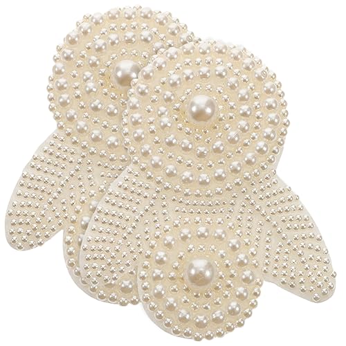 MUELODSIC 2 Stück Perlenapplikationen für DIY Kleidung Imitation Perlen Patches für Brautschuhe Taschen und Hüte Dekorative Aufnäher zum Aufbügeln Elegantes Design Cremigem von MUELODSIC