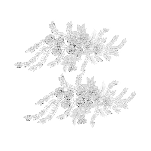 MUELODSIC 2 Stück Spitzenbesatz Mit Blumenstickerei Blumenpaillettenpaillettenpatz Blumensticker Spitzen Applikationen Stickereiapplikation Applikationen Nähen Polyester Weiß von MUELODSIC